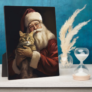 Bengal-Katze mit festlichem Weihnachtsmann Weihnac Fotoplatte