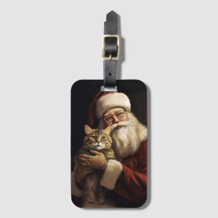 Bengal-Katze mit festlichem Weihnachtsmann Weihnac Gepäckanhänger