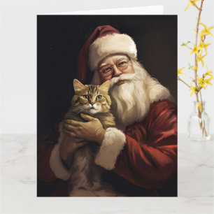 Bengal-Katze mit festlichem Weihnachtsmann Weihnac Karte