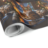 Bengal-Katze mit Weihnachtslichtern Feiertag Geschenkpapier (Rolleneckpunkt)