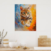 Bengal-Katze springt durch Feuer und Eis Poster (Küche)