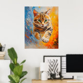 Bengal-Katze springt durch Feuer und Eis Poster (Heimbüro)