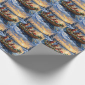 Bengal-Katze-Weihnachtsboot-Feiertag Geschenkpapier (Ecke)