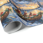 Bengal-Katze-Weihnachtsboot-Feiertag Geschenkpapier (Rolleneckpunkt)