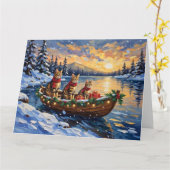 Bengal-Katze-Weihnachtsboot-Feiertag Karte (Gelbe Blume)