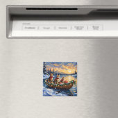Bengal-Katze-Weihnachtsboot-Feiertag Magnet (In Situ (Geschirrspüler))