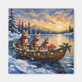 Bengal-Katze-Weihnachtsboot-Feiertag Magnet (Vorne)