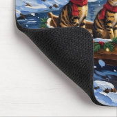 Bengal-Katze-Weihnachtsboot-Feiertag Mousepad (Ecke)