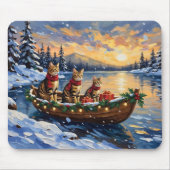 Bengal-Katze-Weihnachtsboot-Feiertag Mousepad (Vorne)
