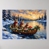 Bengal-Katze-Weihnachtsboot-Feiertag Poster (Vorne)