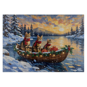 Bengal-Katze-Weihnachtsboot-Feiertag Schneidebrett