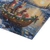 Bengal-Katze-Weihnachtsboot-Feiertag Schneidebrett (Ecke)
