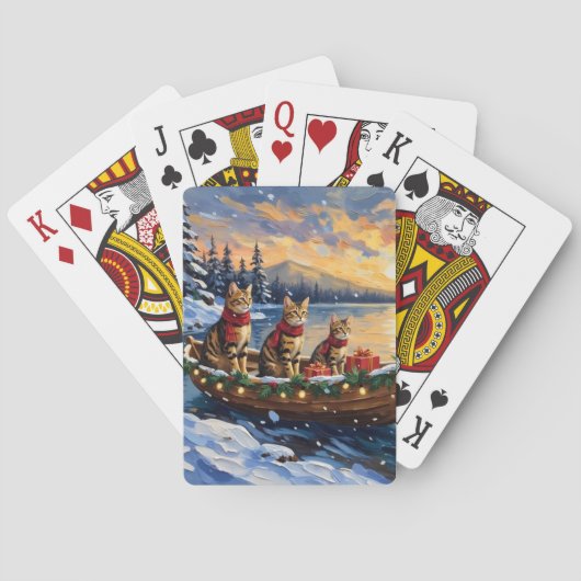 Bengal-Katze-Weihnachtsboot-Feiertag Spielkarten (Rückseite)