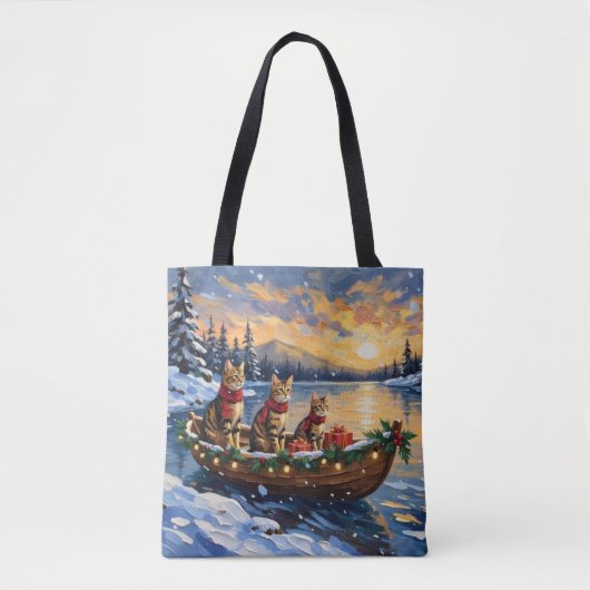 Bengal-Katze-Weihnachtsboot-Feiertag Tasche (Vorderseite)