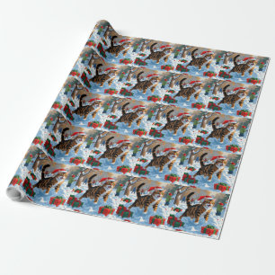 Bengal-Katze Weihnachtsfestliche Schneeszene Geschenkpapier