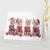 Bengal-Katze Weihnachtskleid Santa Hut Karte (Gelbe Blume)