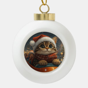 Bengal-Katzen-Achterbahn-Weihnachten Keramik Kugel-Ornament