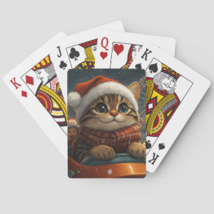 Bengal-Katzen-Achterbahn-Weihnachten Spielkarten