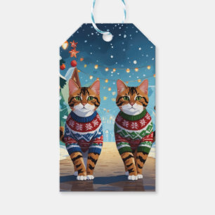 Bengal-Katzen Weihnachten Schnee Feiertag Geschenkanhänger