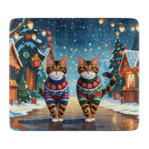 Bengal-Katzen Weihnachten Schnee Feiertag Schneidebrett