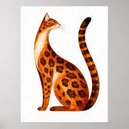 Bengal-Katzenprofil Aquarell Poster