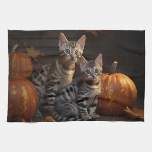 Bengal Kitten Herbstzauber Kürbis  Geschirrtuch