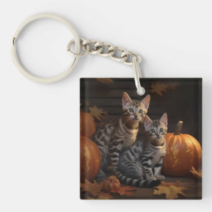 Bengal Kitten Herbstzauber Kürbis Schlüsselanhänger