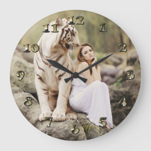 Bengal Tiger and Lady Große Wanduhr