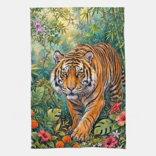 Bengal-Tiger Lebendiger Bambus-Dschungel Geschirrtuch