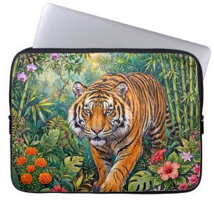Bengal Tiger Lebendiger Bambus-Dschungel Laptopschutzhülle