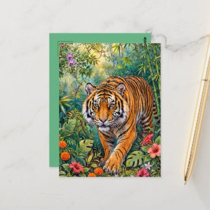 Bengal Tiger Lebendiger Bambus-Dschungel Postkarte