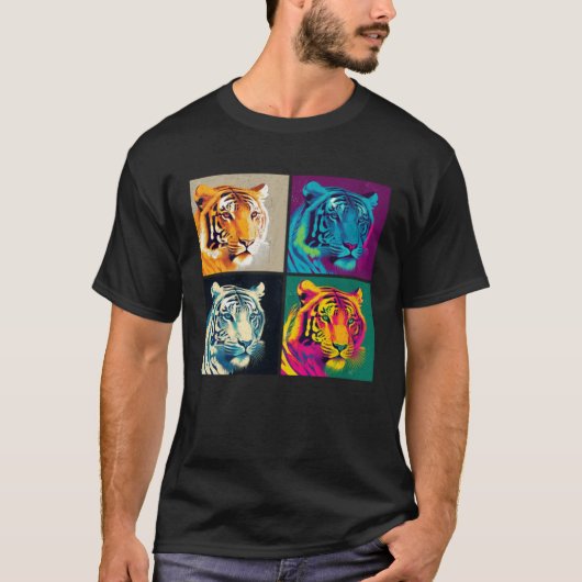 Bengal Tiger Pop Illustration Colorful Animal T-Shirt (Vorderseite)
