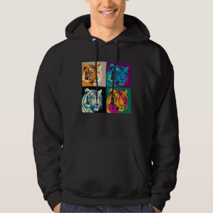 Bengal-Tiger-Pop-illustration Farbige Tiere Hoodie