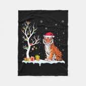 Bengal Tiger Santa Hat Festive Tree Light Christma Fleecedecke (Vorderseite)