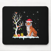 Bengal Tiger Santa Hat Festive Tree Light Christma Mousepad (Vorne)
