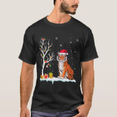 Bengal Tiger Santa Hat Festive Tree Light Christma T-Shirt (Vorderseite)