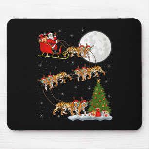 Bengal Tiger Santa Schlitten Fliegender Lustiger M Mousepad