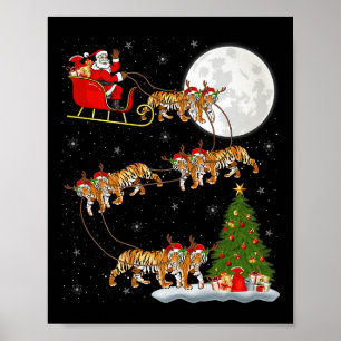 Bengal-Tiger-Santa-Schlitten-Flug-Spaß-Magisches W Poster