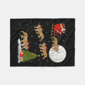Bengal Tiger Santa Sleigh Flying Funny Magical Chr Fleecedecke (Vorderseite (Horizontal))
