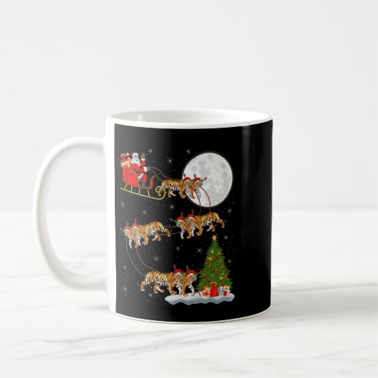 Bengal Tiger Santa Sleigh Flying Funny Magical Chr Kaffeetasse (Links)