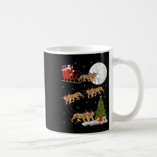 Bengal Tiger Santa Sleigh Flying Funny Magical Chr Kaffeetasse (Rechts)