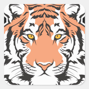 Bengal-Tigerkopf Quadratischer Aufkleber
