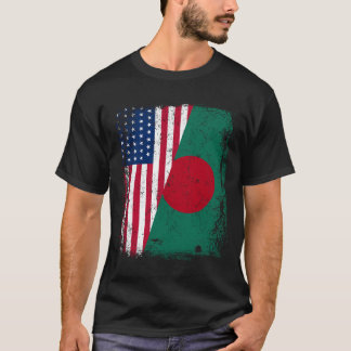 BENGALI ROOTS BANGLADESH, Halbamerikanischer Flagg T-Shirt