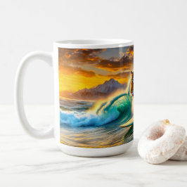 Bengalisch auf einem Surfboard-Design von Rich AMe Kaffeetasse