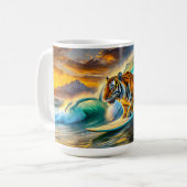 Bengalisch auf einem Surfboard-Design von Rich AMe Kaffeetasse (Vorderseite Links)