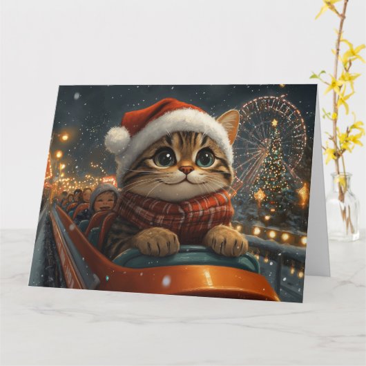 Bengalisch Cat Roller Untersetzer Weihnachten Karte (Gelbe Blume)