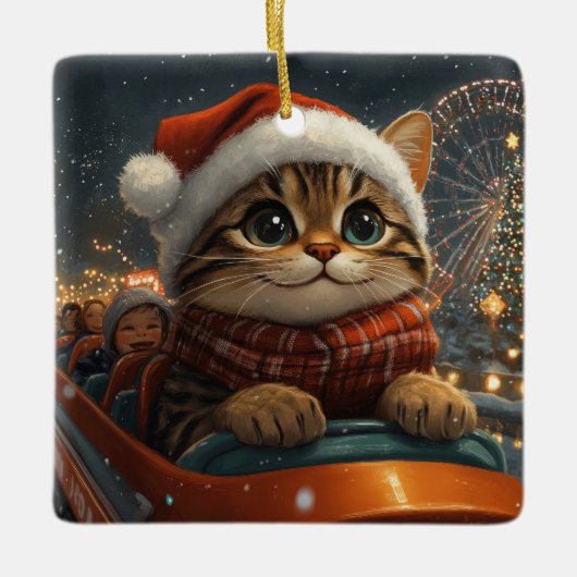 Bengalisch Cat Roller Untersetzer Weihnachten Keramikornament (Vorderseite)