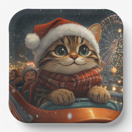 Bengalisch Cat Roller Untersetzer Weihnachten Pappteller (Vorderseite)