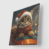 Bengalisch Cat Roller Untersetzer Weihnachten Quadratische Wanduhr (Winkel)