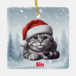 Bengalisch Cat Snowy Weihnachten Keramikornament